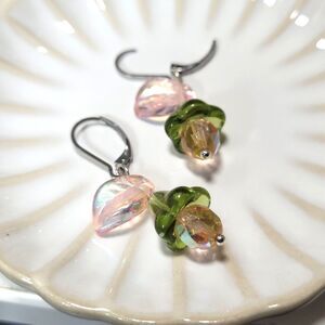 Artisan earrings  663# NEW bohemian Flower drop earrings floral Czech glass leaf